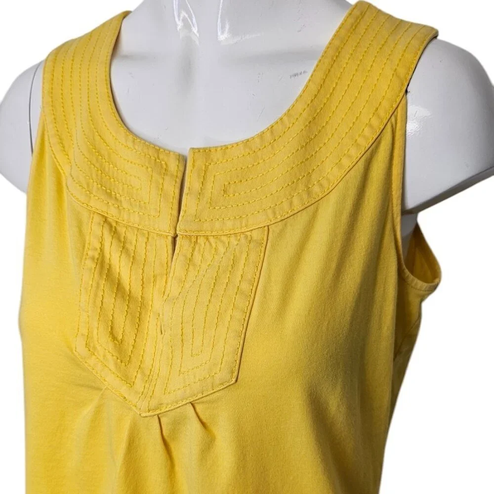 Lilly Pulitzer Womens Slit Front Tank Top Size XS Yellow Stitching Neckline - Picture 3 of 9